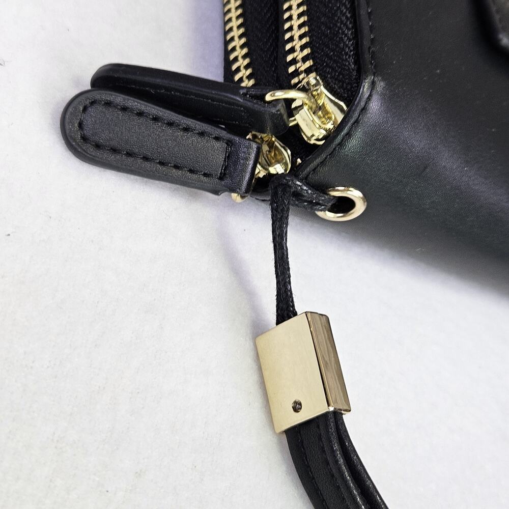 Women Bee Wallet Black Pomelo Best Gold Zip Around Wrist Strap Faux Leather RFID - Picture 4 of 16